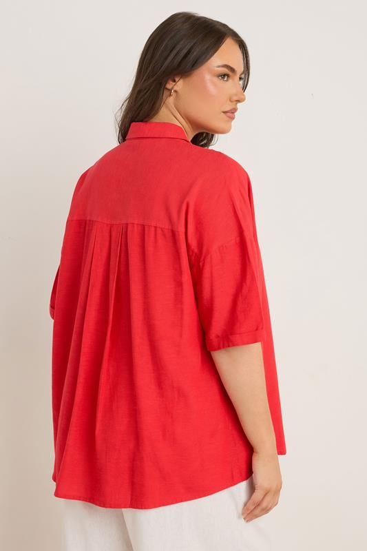 Evans EVANS Curve Red Linen Shirt