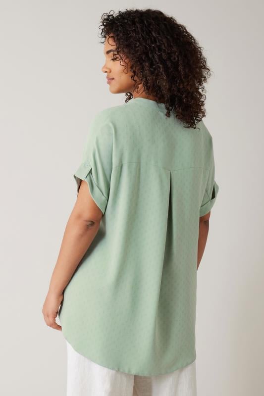 Evans EVANS Curve Sage Green Short Sleeve Blouse