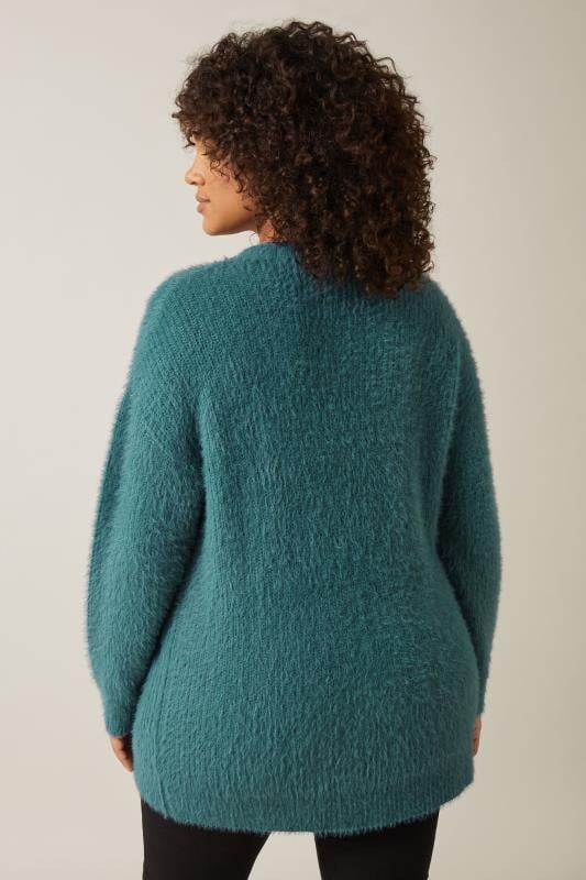 Evans EVANS Curve Teal Blue Fluffy Knitted Jumper