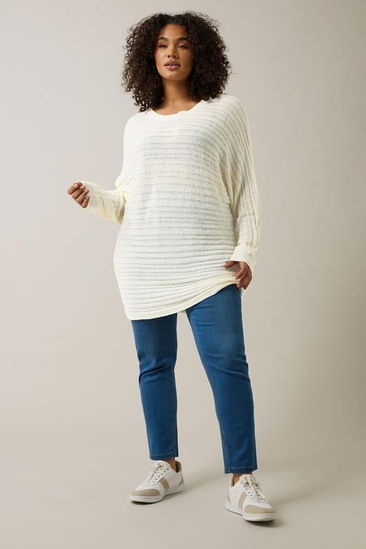 Evans EVANS Curve White Batwing Sleeve Jumper