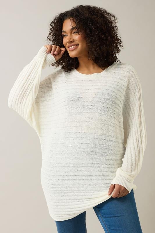 evans EVANS Curve White Batwing Sleeve Jumper