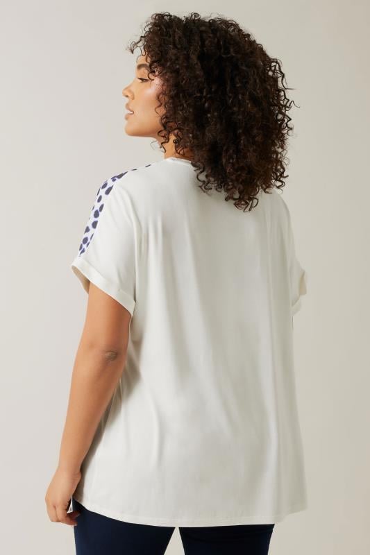 Evans EVANS Curve White & Blue Spot Print T-Shirt
