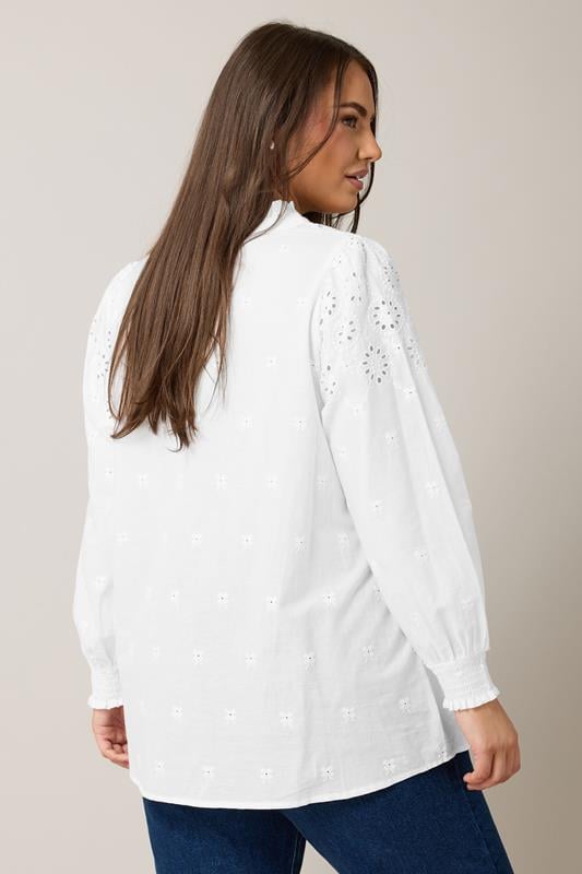 Evans EVANS Curve White Broderie Cotton Blouse