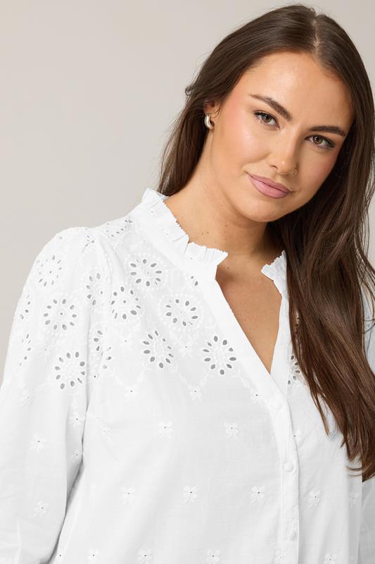 Evans EVANS Curve White Broderie Cotton Blouse