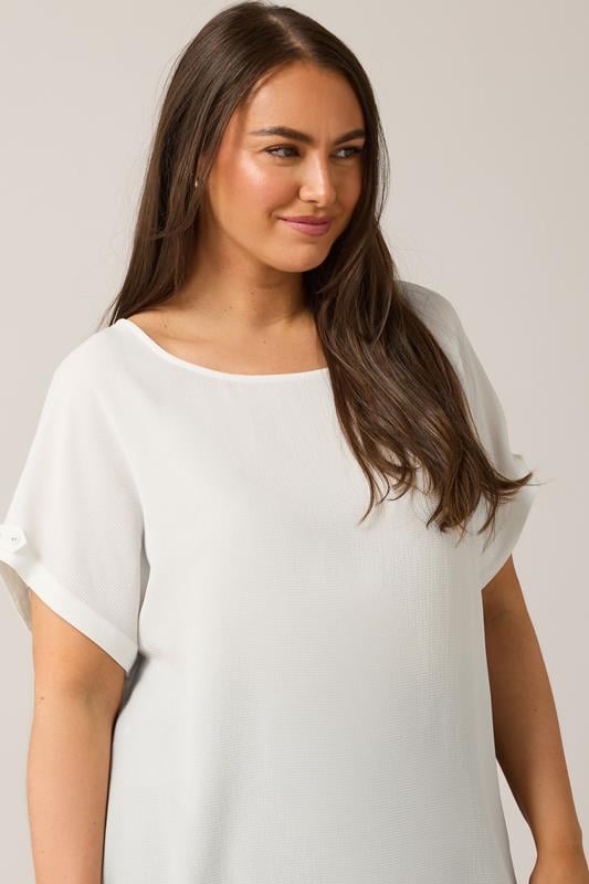 Evans EVANS Curve White Button Sleeve Blouse