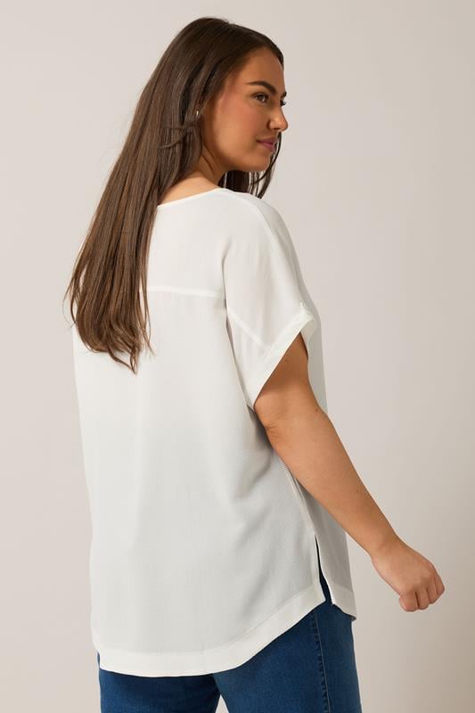 Evans EVANS Curve White Button Sleeve Blouse
