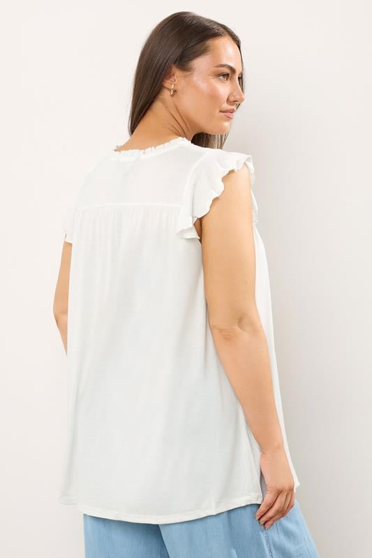 Evans EVANS Curve White Cutwork Tie Neck Blouse
