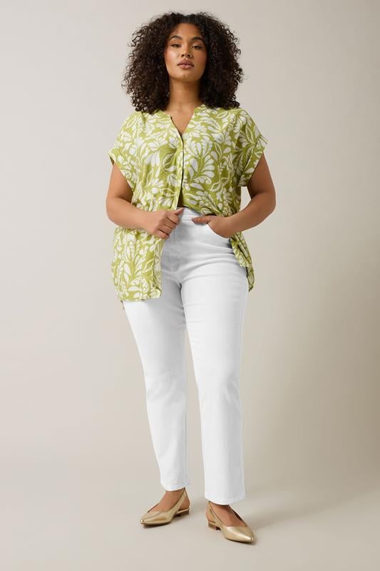 Evans EVANS Curve White Denim Straight Leg Jeans