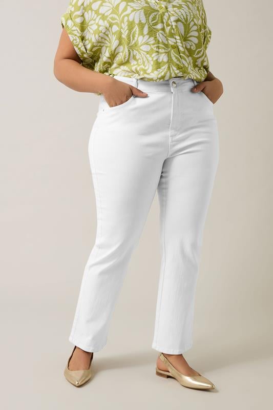 Evans EVANS Curve White Denim Straight Leg Jeans