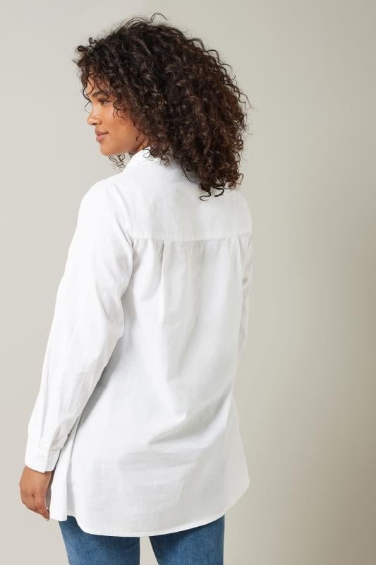 Evans EVANS Curve White Embroidered Floral Shirt