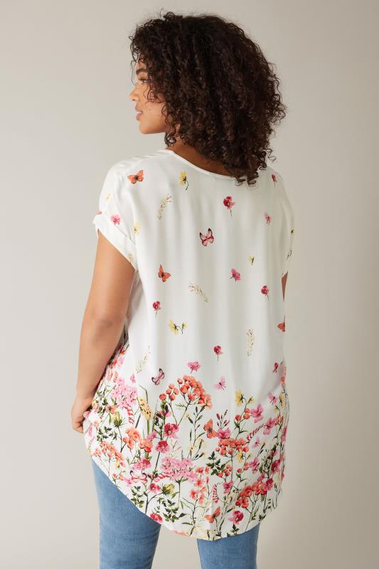 Evans EVANS Curve White Floral Print Blouse