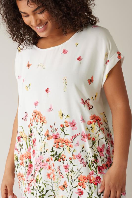 Evans EVANS Curve White Floral Print Blouse