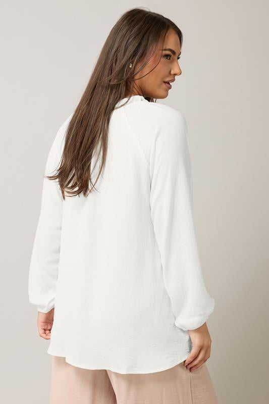 Evans EVANS Curve White Frill Neck Blouse