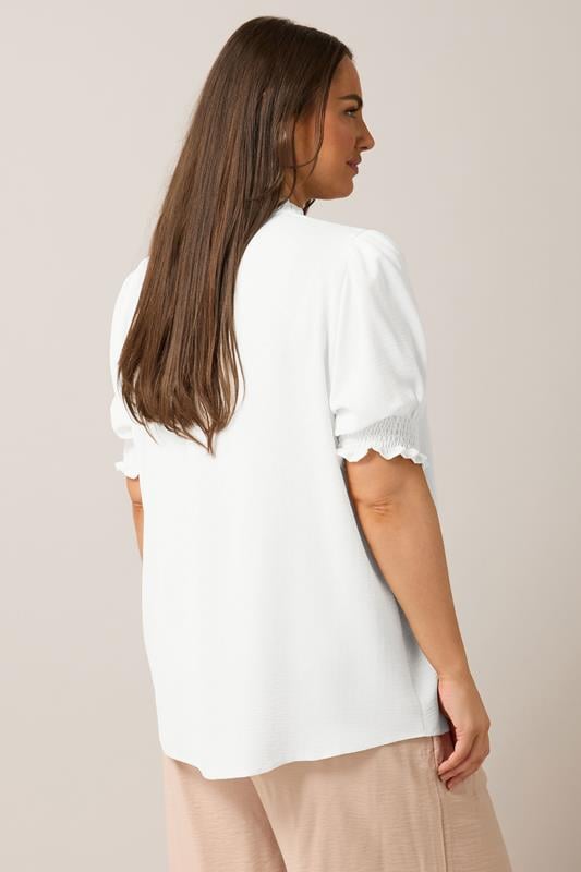 Evans EVANS Curve White Frilled Tie Neck Blouse
