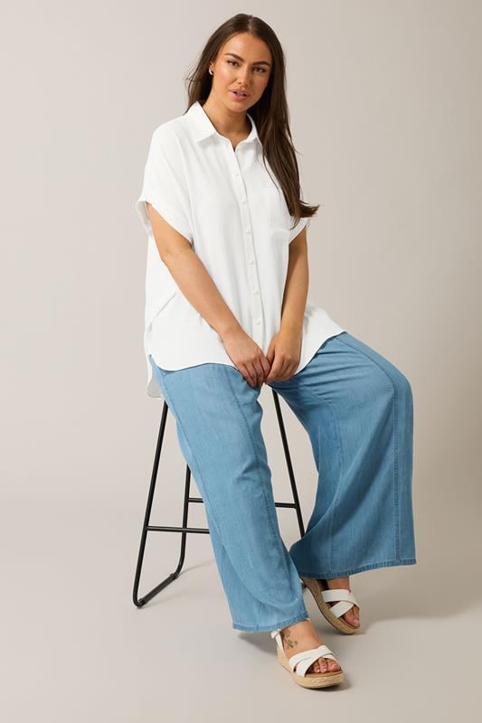 Evans EVANS Curve White Grown On Sleeve Blouse