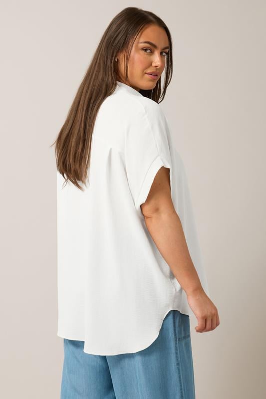 Evans EVANS Curve White Grown On Sleeve Blouse