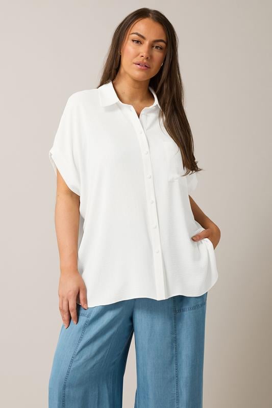 evans EVANS Curve White Grown On Sleeve Blouse