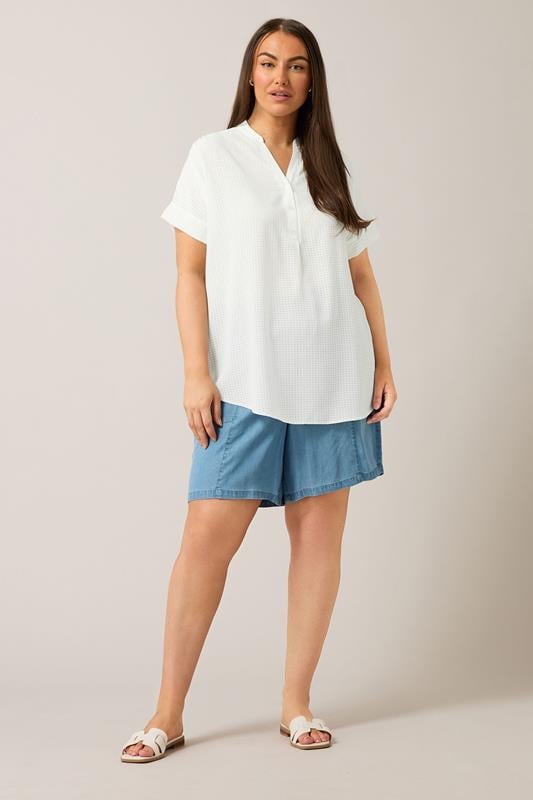 Evans EVANS Curve White Half Placket Blouse