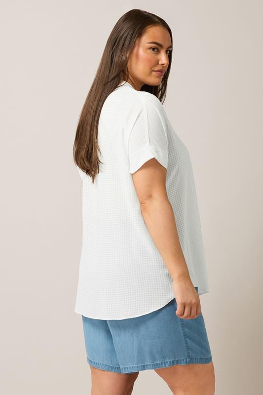 Evans EVANS Curve White Half Placket Blouse