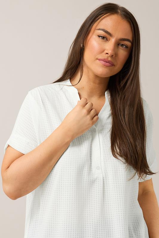 Evans EVANS Curve White Half Placket Blouse