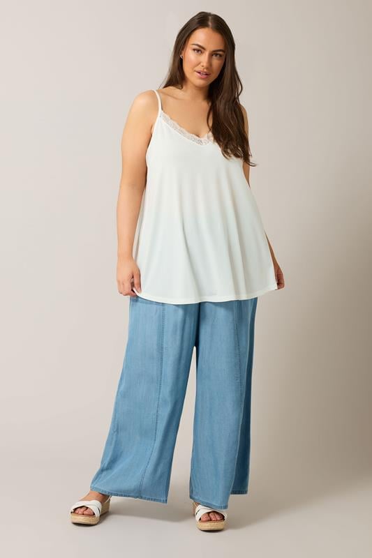 Evans EVANS Curve White Lace Trim Cami Top