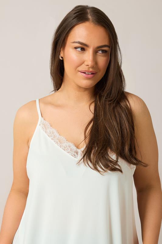 Evans EVANS Curve White Lace Trim Cami Top