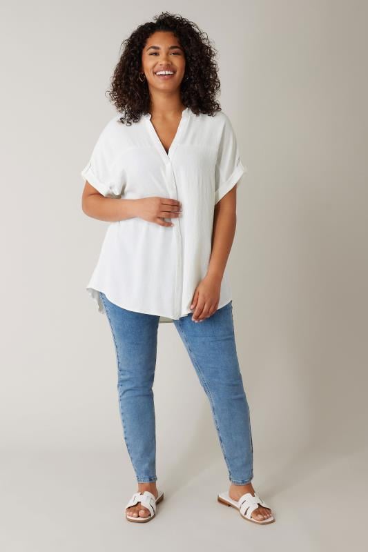 Evans EVANS Curve White Short Sleeve Blouse