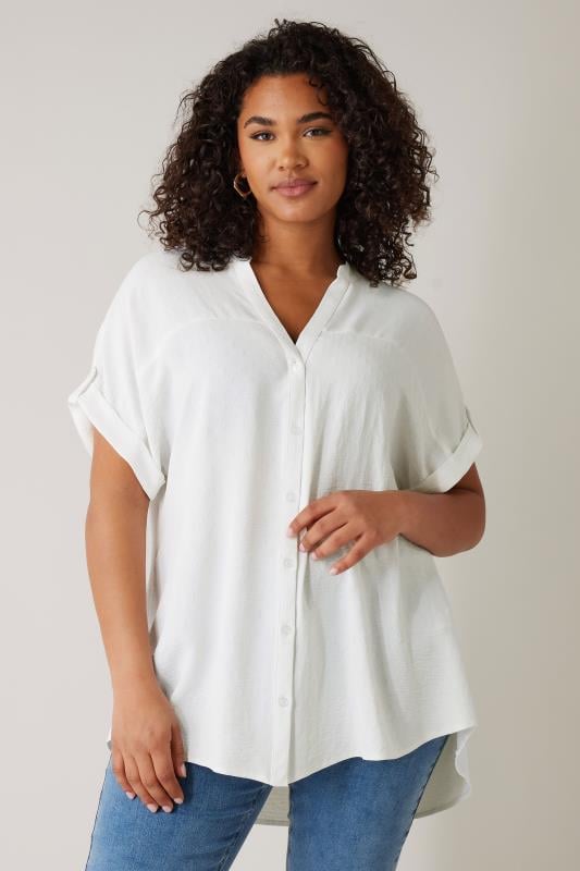evans EVANS Curve White Short Sleeve Blouse