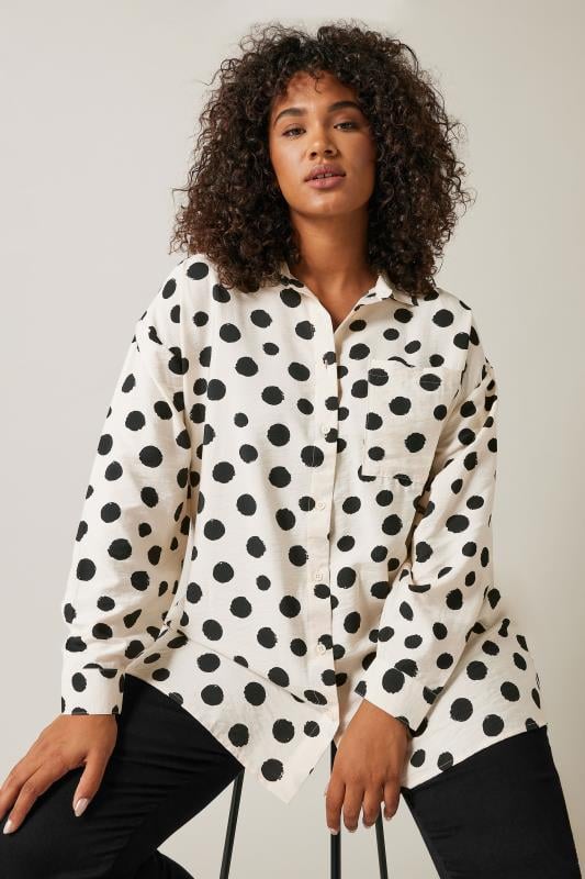 Evans EVANS Curve White Spot Print Oversized Shirt