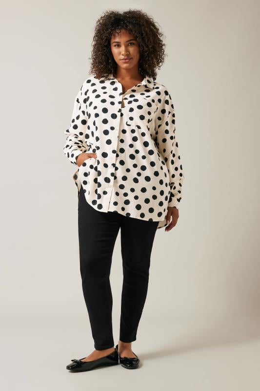 Evans EVANS Curve White Spot Print Oversized Shirt