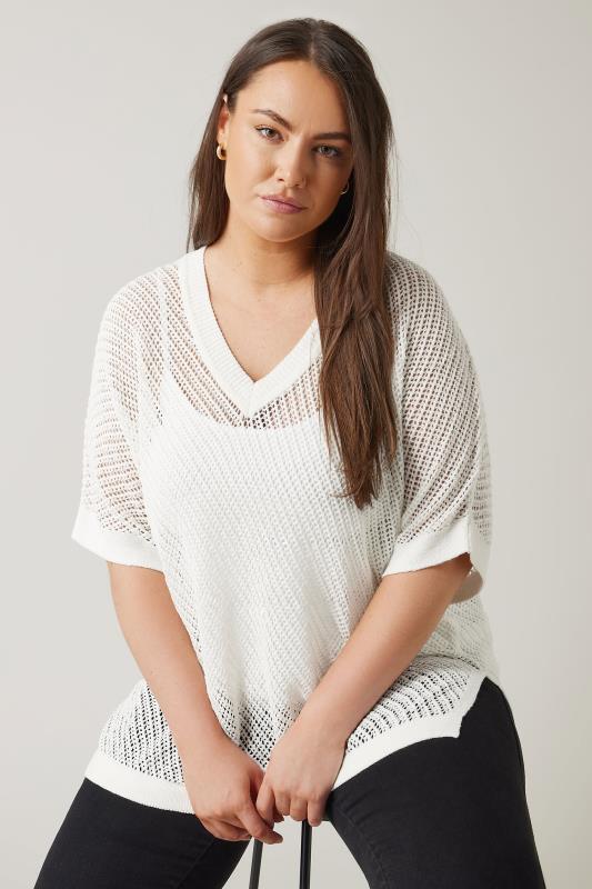 evans EVANS Curve White Tape Yarn Jumper