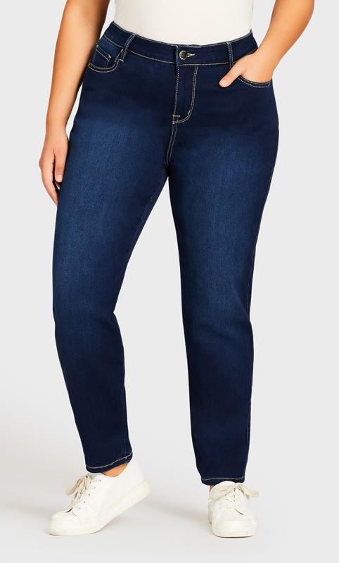 Evans Evans Dark Blue Stitch Detail Skinny Jeans