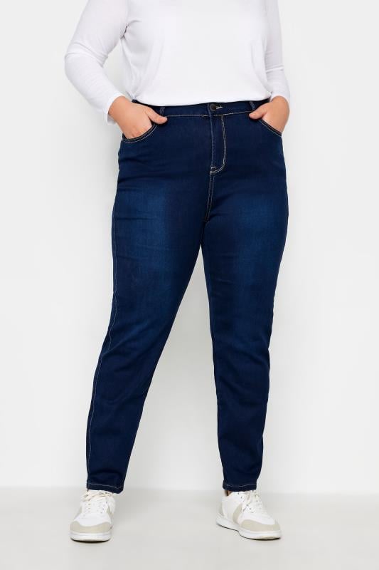 evans Evans Dark Blue Stitch Detail Skinny Jeans