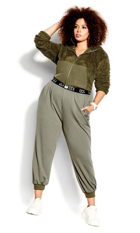 Evans Evans Green Cropped Teddy Jacket