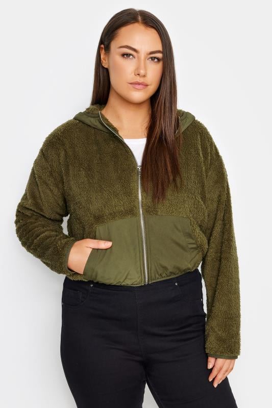 evans Evans Green Cropped Teddy Jacket