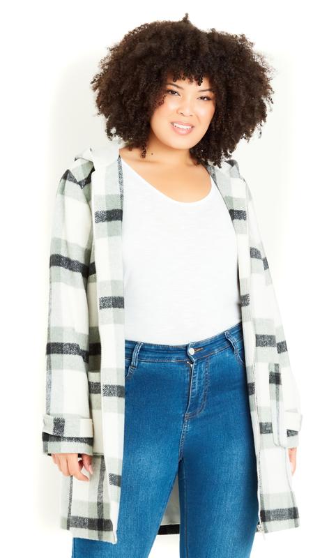 Evans Evans Green Hooded Check Coat