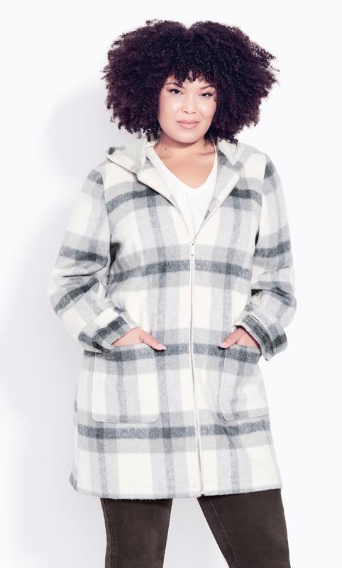 Evans Evans Grey Check Hooded Jacket