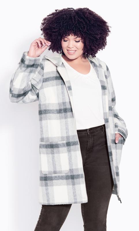 Evans Evans Grey Check Hooded Jacket