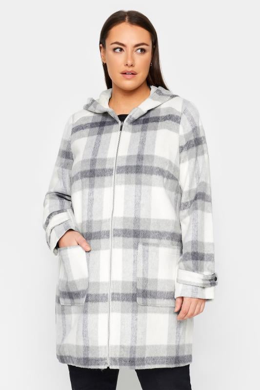 evans Evans Grey Check Hooded Jacket