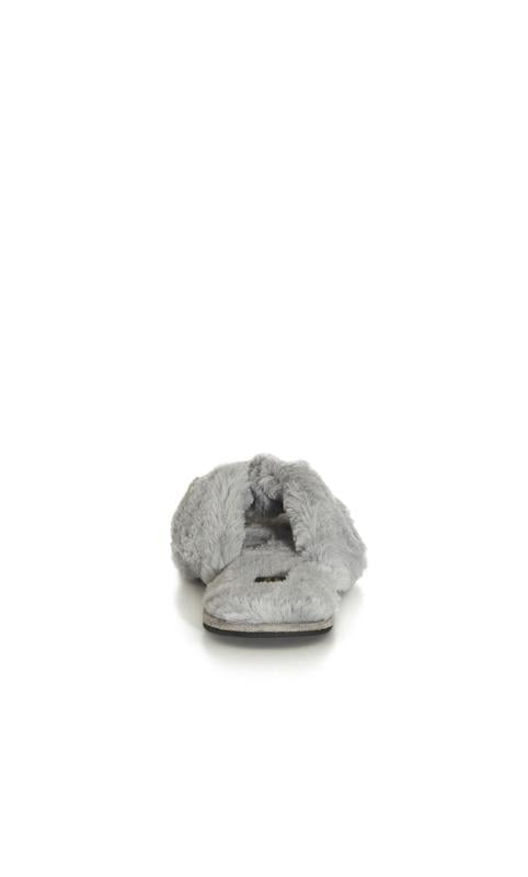 Evans Evans Grey Faux Fur Flip Flop Slipper