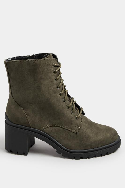 Evans Evans Khaki Green Heeled Detail Hiker Boot