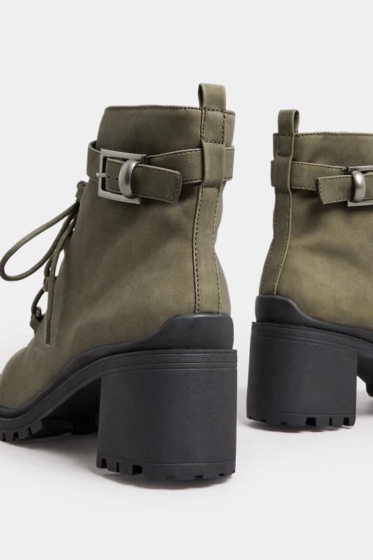 Evans Evans Khaki Green Heeled Hiker Boot