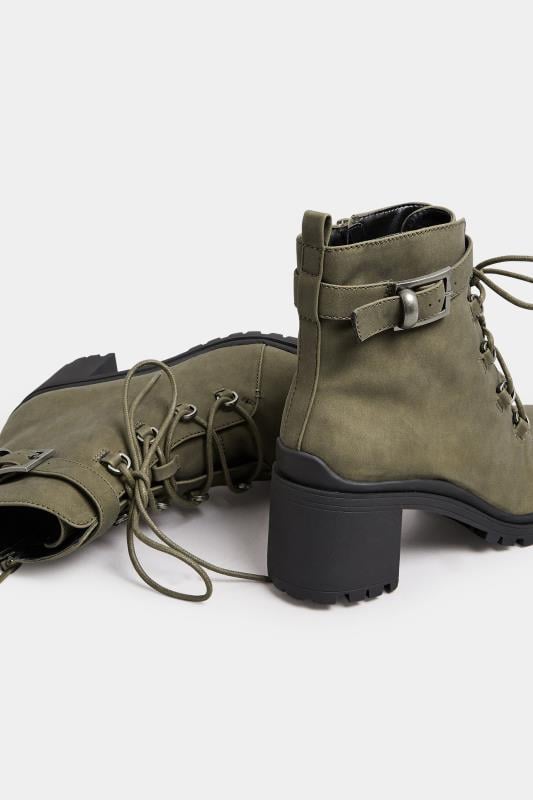 Evans Evans Khaki Green Heeled Hiker Boot