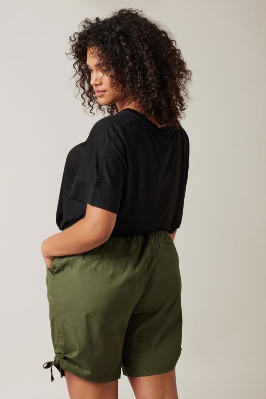 Evans Evans Khaki Green Ruched Poplin Shorts
