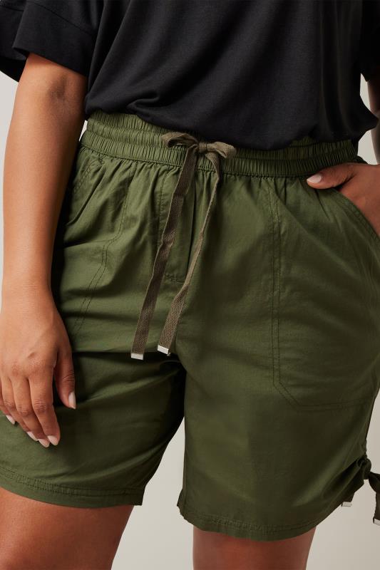 Evans Evans Khaki Green Ruched Poplin Shorts