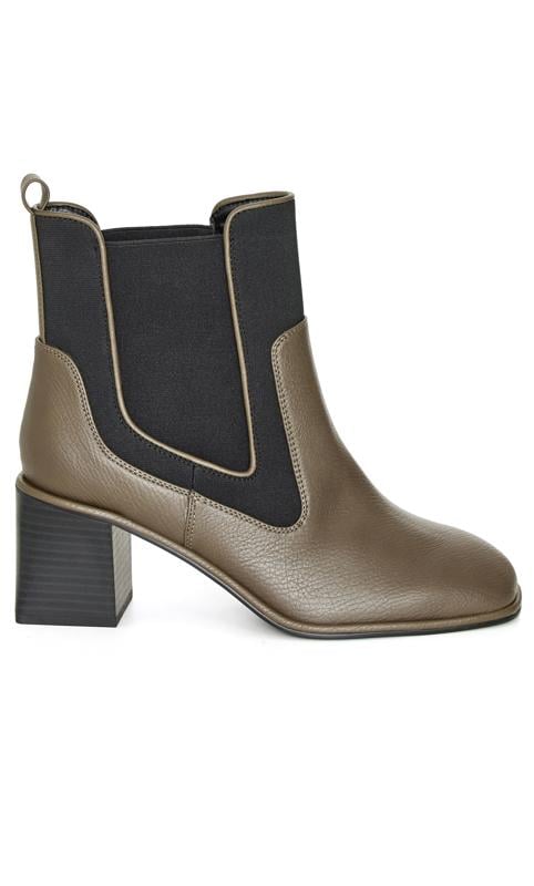 Evans Evans Khaki Pull On Heeled Chelsea Boot