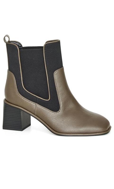 evans Evans Khaki Pull On Heeled Chelsea Boot