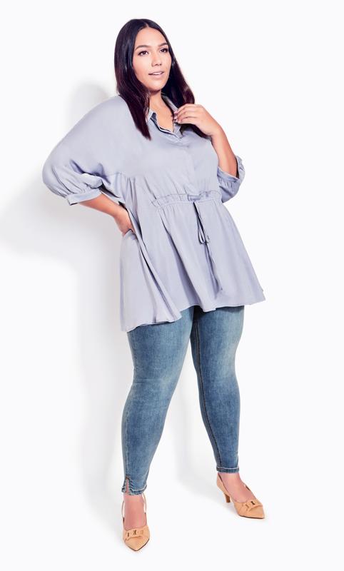 Evans Evans Light Blue Wash Split Hem Skinny Jeans