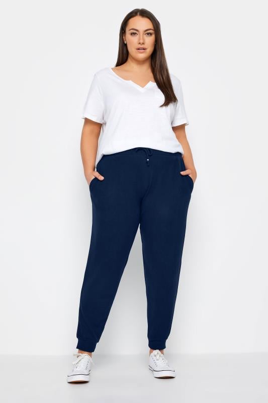 Evans Evans Navy Blue High Waisted Joggers
