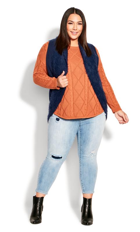 Evans Evans Navy Blue Knitted Gilet